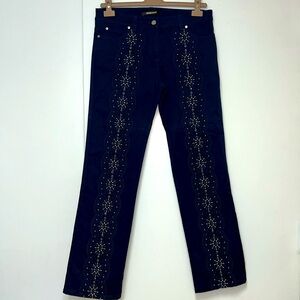 ROBERTO CAVALLI EMBROIDERED JEANS IN NAVY